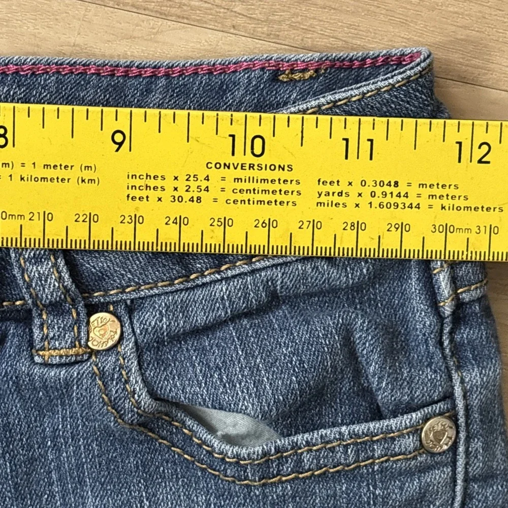 Girls Betsey Johnson‎ BJ71112 Blue Embroidered Skinny Distressed Jeans Size 10
